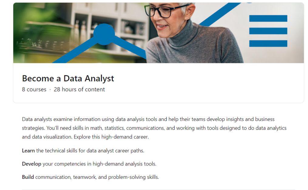 data analyst linkedin course